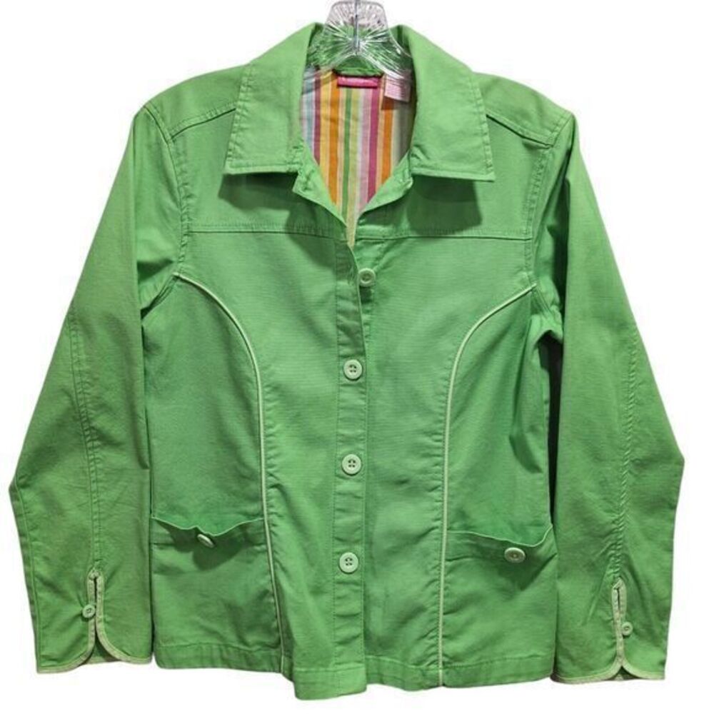 Pappagallo Jacket for Women, Green Color, Long Sleeves, Front Buttons and 2 Pock